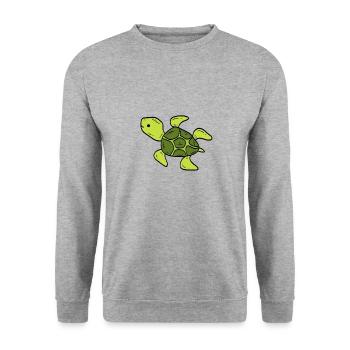 Schildkröte - Unisex Pullover - Weißgrau meliert - Vorne - Alina (178cm) & Michal (187cm)