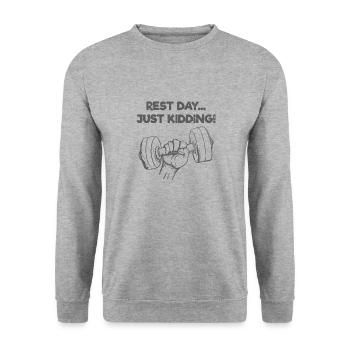 Drôle de séance d'entraînement cadeau jour de repos juste une blague - Sweat-shirt Unisexe - gris chiné - Devant - Alina (178cm) & Michal (187cm)