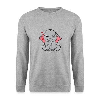 kleiner süßer Elefant Baby - Unisex Pullover - Weißgrau meliert - Vorne - Alina (178cm) & Michal (187cm)