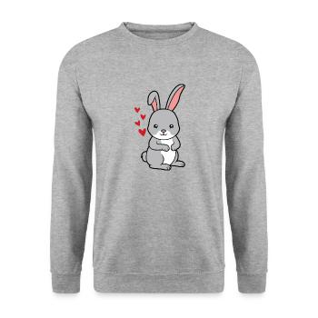 kleiner süßer Baby Hase - Unisex Pullover - Weißgrau meliert - Vorne - Alina (178cm) & Michal (187cm)