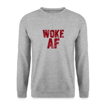 Woke AF - Sweat-shirt Unisexe - gris chiné - Devant - Alina (178cm) & Michal (187cm)