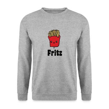Fritten Fritz - Unisex Pullover - Weißgrau meliert - Vorne - Alina (178cm) & Michal (187cm)