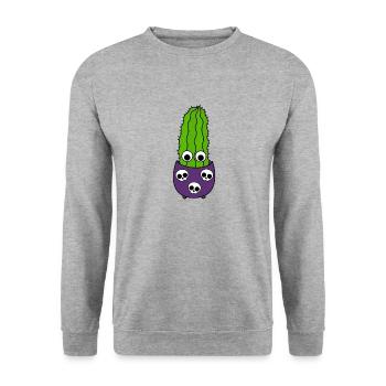 Grand Cactus Dans Un Pot De Crâne D'halloween - Sweat-shirt Unisexe - gris chiné - Devant - Alina (178cm) & Michal (187cm)