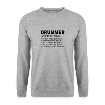Schlagzeuger Definition - Unisex Pullover - Weißgrau meliert - Vorne - Alina (178cm) & Michal (187cm)