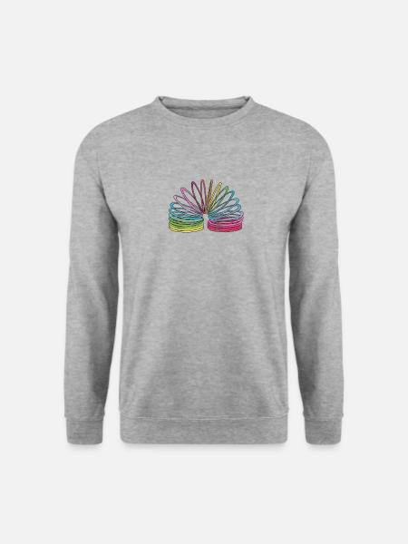 Springfeder 80er Jahre 90er Jahre Retro Vintage - Unisex Pullover - Weißgrau meliert