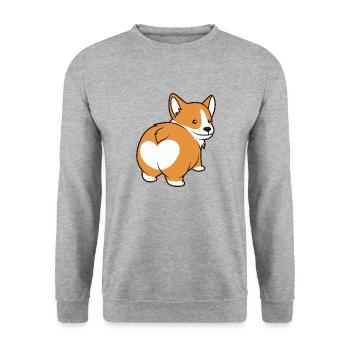 Welsh Corgi Pembroke butt - Unisex Sweatshirt - salt & pepper - Front - Alina (178cm) & Michal (187cm)