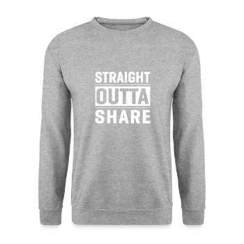 Straight outta share - Unisex Pullover - Weißgrau meliert - Vorne - Alina (178cm) & Michal (187cm)