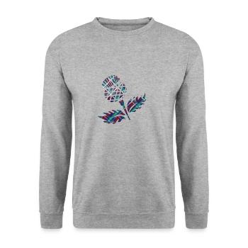 Schottland Geschenke Schottische Distel Tartan Plaid Geschenk - Unisex Pullover - Weißgrau meliert - Vorne - Alina (178cm) & Michal (187cm)