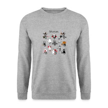 Chat amoureux de chat - Sweat-shirt Unisexe - gris chiné - Devant - Alina (178cm) & Michal (187cm)