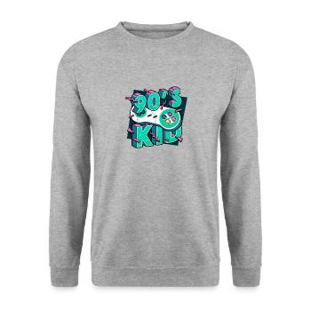 Mens 90s Kid des années 90 Men Design for Vintage Retro - Sweat-shirt Unisexe - gris chiné - Devant - Alina (178cm) & Michal (187cm)