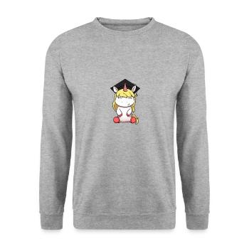 Bachelor Unicorn Graduation - Unisex Pullover - Weißgrau meliert - Vorne - Alina (178cm) & Michal (187cm)