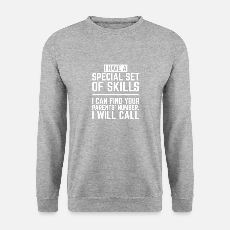 Funny Teacher Design Quote Find Your Parents Numbe - Unisex Pullover - Weißgrau meliert