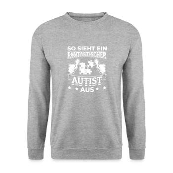 fantastischer autist - Unisex Pullover - Weißgrau meliert - Vorne - Alina (178cm) & Michal (187cm)