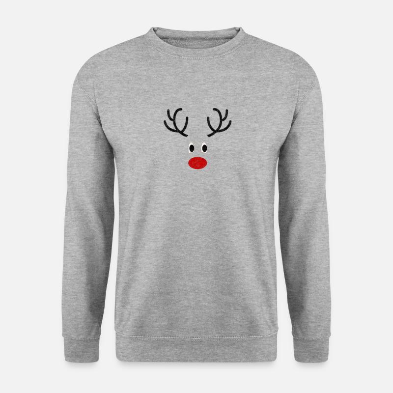 Nettes Ren-Gesicht - Unisex Pullover - Weißgrau meliert