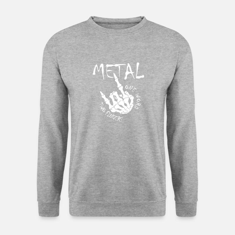 Pommesgabel Devil Horns Heavy Metal Rocker Hand - Unisex Pullover - Weißgrau meliert