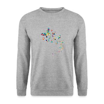 Schmetterlinge im Flug Bunt Geometrisch - Unisex Pullover - Weißgrau meliert - Vorne - Alina (178cm) & Michal (187cm)