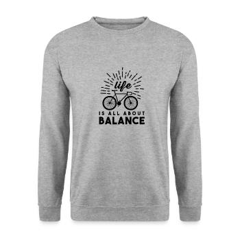 Fahrrad Biking Mountain Bike Spruch Sprüche Biker - Unisex Pullover - Weißgrau meliert - Vorne - Alina (178cm) & Michal (187cm)
