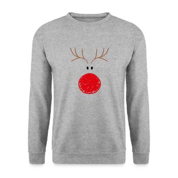 Rentier lustig Weihnachten für Damen & Kinder - Unisex Pullover - Weißgrau meliert - Vorne - Alina (178cm) & Michal (187cm)
