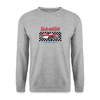 Rock and Roll der 1950er Jahre rot - Unisex Pullover - Weißgrau meliert - Vorne - Alina (178cm) & Michal (187cm)