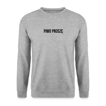 Bier bitte auf Polnisch | Bier bestellen in Polen - Unisex Pullover - Weißgrau meliert - Vorne - Alina (178cm) & Michal (187cm)