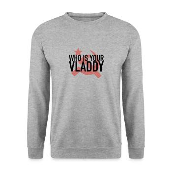 Qui est ton Vladdy? Déclaration politique Russie USA - Sweat-shirt Unisexe - gris chiné - Devant - Alina (178cm) & Michal (187cm)