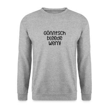 Gönntsch bleede wern | Sachsen, sächsisch, Sachse - Unisex Pullover - Weißgrau meliert - Vorne - Alina (178cm) & Michal (187cm)