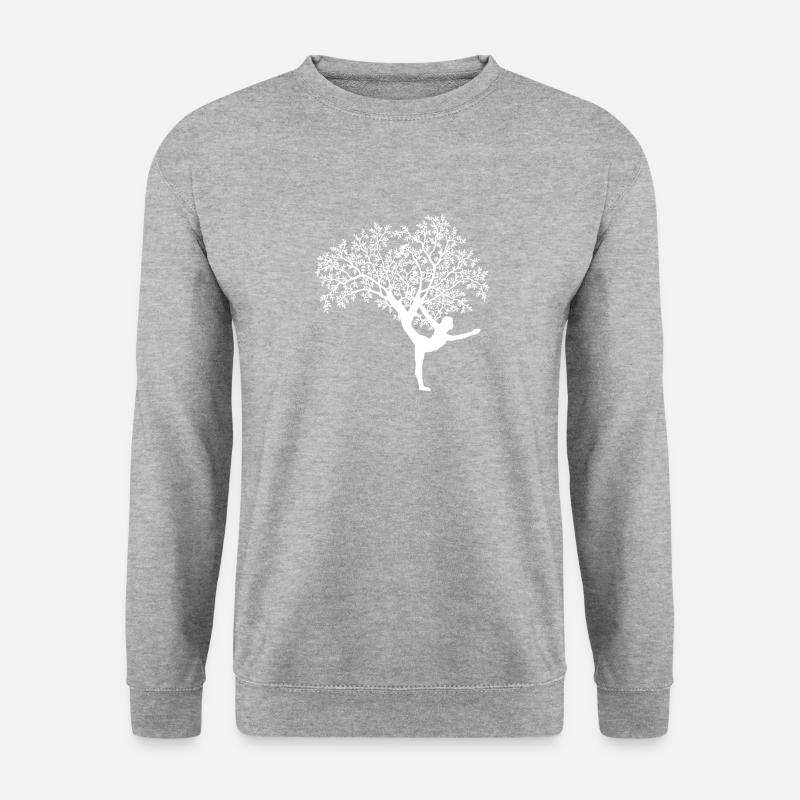 Yoga Baum Frau - Unisex Pullover - Weißgrau meliert