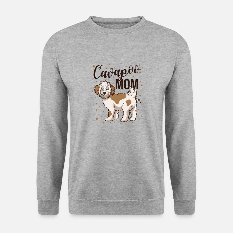 Cavapoo Mamma-nette Hundebesitzer-Haustier-Liebhaber-Grafik - Unisex Pullover - Weißgrau meliert