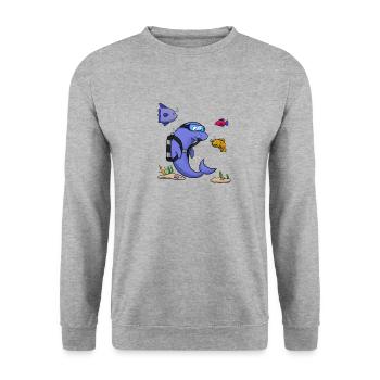 Scuba Diving Dolphin Fish Diving I Gift - Unisex Sweatshirt - salt & pepper - Front - Alina (178cm) & Michal (187cm)