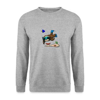 Scuba Diving Sloth Cancer Diving I Gift - Unisex Sweatshirt - salt & pepper - Front - Alina (178cm) & Michal (187cm)