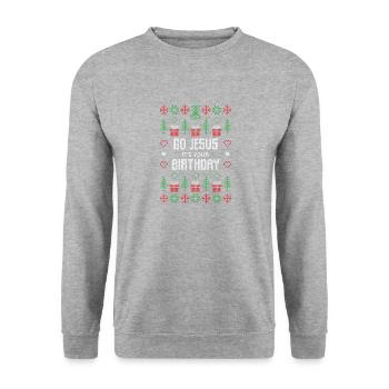 Noël joyeux joyeux anniversaire cadeau de Jésus - Sweat-shirt Unisexe - gris chiné - Devant - Alina (178cm) & Michal (187cm)
