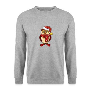 Weihnachtseule Weihnachten Eule Uhu Vogel Advent - Unisex Pullover - Weißgrau meliert - Vorne - Alina (178cm) & Michal (187cm)