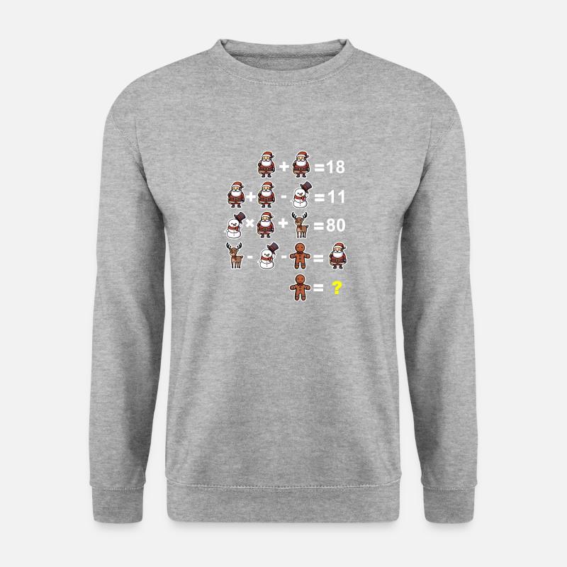 Mathe Rätsel Mathelehrer Grundschule Weihnachten - Unisex Pullover - Weißgrau meliert