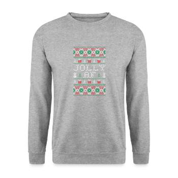 JOLLY A.F. / Weihnachten, lustiges Geschenk - Unisex Pullover - Weißgrau meliert - Vorne - Alina (178cm) & Michal (187cm)