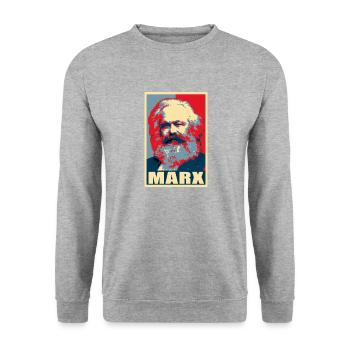 Karl Marx propagande Pop Art - Sweat-shirt Unisexe - gris chiné - Devant - Alina (178cm) & Michal (187cm)