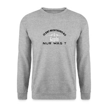 Es Gibt Wichtigeres Als Kegeln Lustig - Unisex Pullover - Weißgrau meliert - Vorne - Alina (178cm) & Michal (187cm)