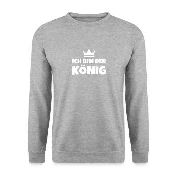 Ich Bin Der König - Unisex Pullover - Weißgrau meliert - Vorne - Alina (178cm) & Michal (187cm)
