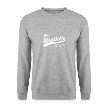 Großer Bruder wieder für älteren Sohn - Unisex Pullover - Weißgrau meliert - Vorne - Alina (178cm) & Michal (187cm)