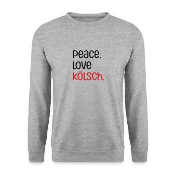Peace Love Kölsch | Köln, Kölscher Karneval, Bier - Unisex Pullover - Weißgrau meliert - Vorne - Alina (178cm) & Michal (187cm)