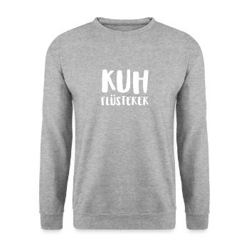 Kuh Flüsterer - Unisex Pullover - Weißgrau meliert - Vorne - Alina (178cm) & Michal (187cm)
