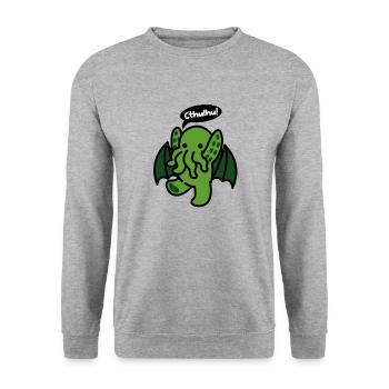 Kleiner Cthulhu - Unisex Pullover - Weißgrau meliert - Vorne - Alina (178cm) & Michal (187cm)