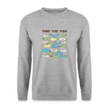 Find the Fish Plastic Fish Pollution - Unisex Sweatshirt - salt & pepper - Front - Alina (178cm) & Michal (187cm)
