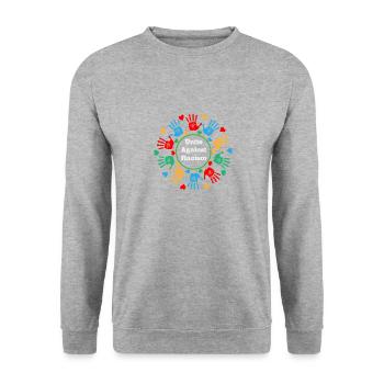 Contre le racisme - Sweat-shirt Unisexe - gris chiné - Devant - Alina (178cm) & Michal (187cm)