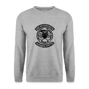 Fils avec l'arthrite motard noir humour fils homme - Sweat-shirt Unisexe - gris chiné - Devant - Alina (178cm) & Michal (187cm)