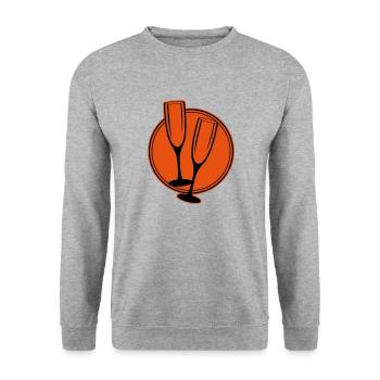 sekt glaeser kreis - Unisex Pullover - Weißgrau meliert - Vorne - Alina (178cm) & Michal (187cm)