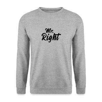 Mr Right Couple Couple Saint Valentin Cadeau - Sweat-shirt Unisexe - gris chiné - Devant - Alina (178cm) & Michal (187cm)