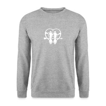 heart - Unisex Sweatshirt - salt & pepper - Front - Alina (178cm) & Michal (187cm)