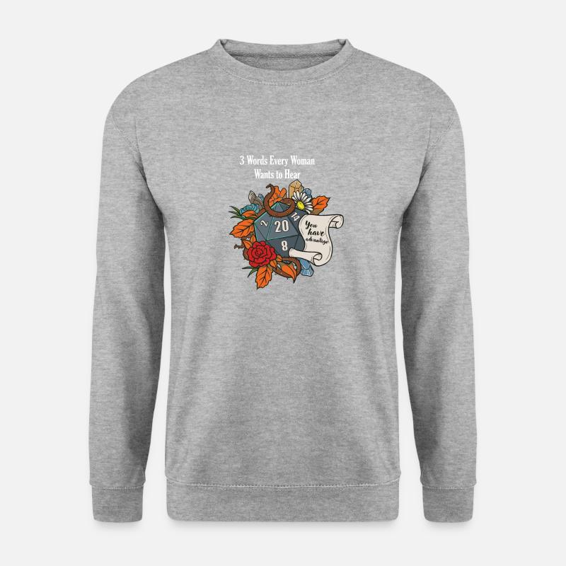Roleplaying RPG Valentines Day TableTop D20 Dice - Unisex Pullover - Weißgrau meliert