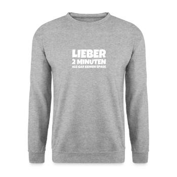 Lieber 2 Minuten Als Gar Keinen Spass - Unisex Pullover - Weißgrau meliert - Vorne - Alina (178cm) & Michal (187cm)