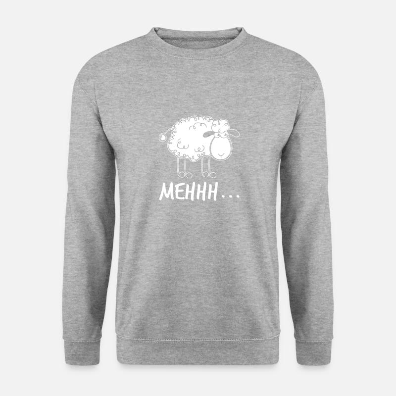 Funny Sheep Design Quote Mehh Sheep - Unisex Pullover - Weißgrau meliert